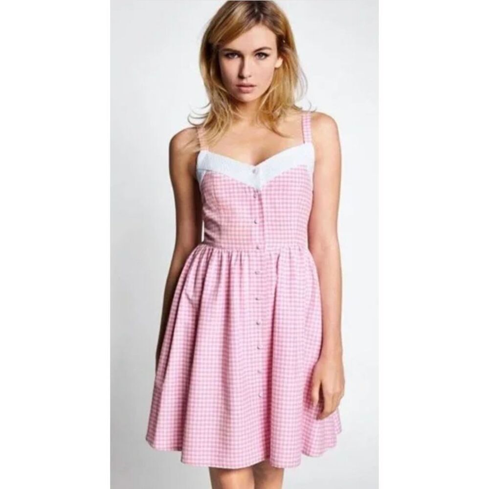 Vintage Brigette Bardot X La Redoute Pink Gingham Mini‎ Buttondown Sundress READ